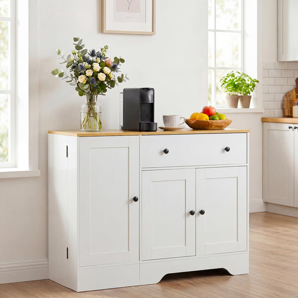 Giantex Buffet Cabinet with Storage, 105cm Modern Sideboard with 3 Doors, Drawer and Shelves