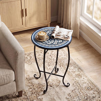 Outdoor Side Table Mosaic Patio Accent 35.5cm Coffee End Table