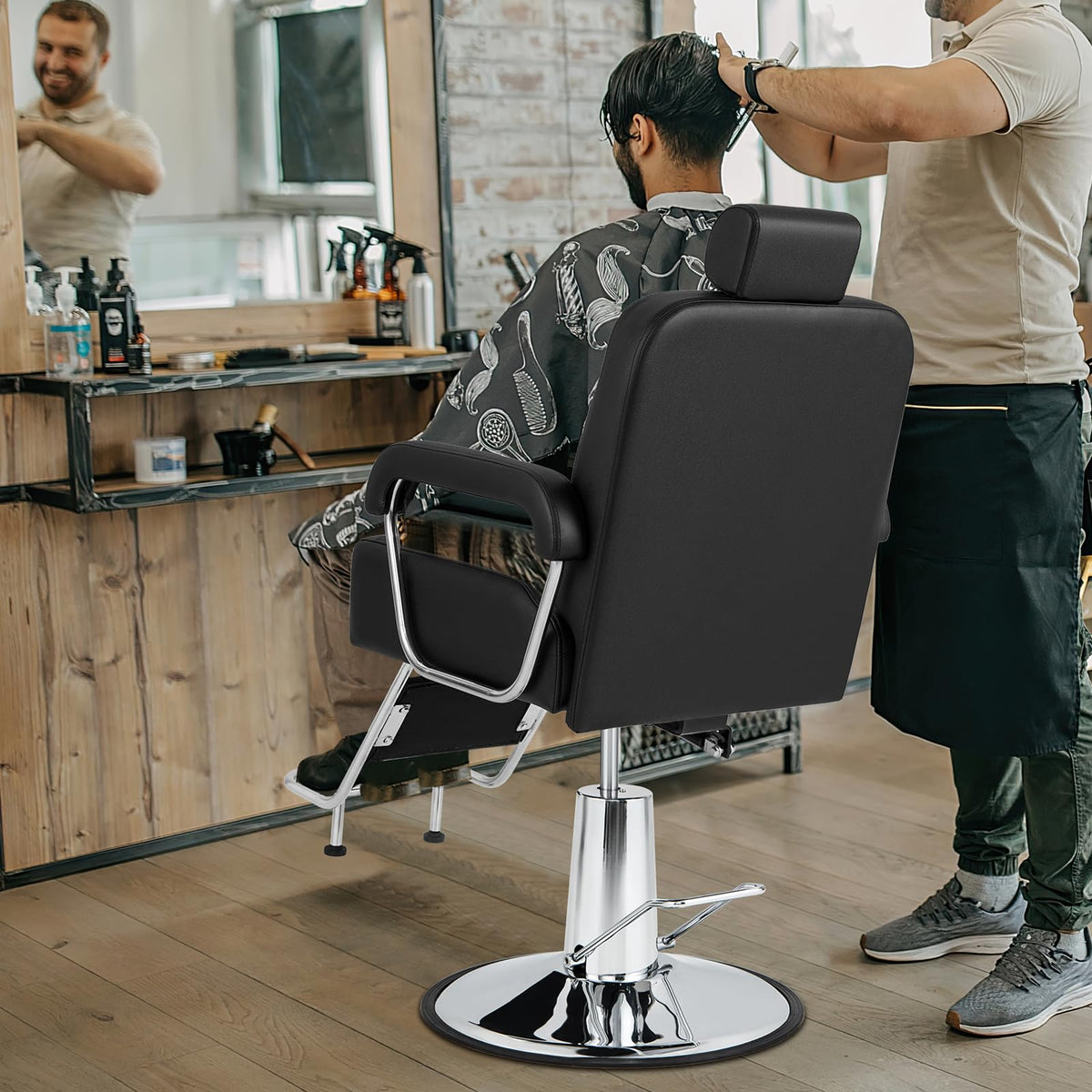 360° Swivel Salon Chair with Adjustable Headrest