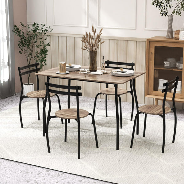 Giantex 5 Pieces Dining Set, Dining Table & Chairs Set with Wood & Metal Frame