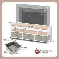 3-Tier Media Entertain Center with Power Outlets USB Charging
