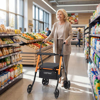 Folding Lightweight Rollator Walker with Backrest and Adjustable Height 136 KG Capacity