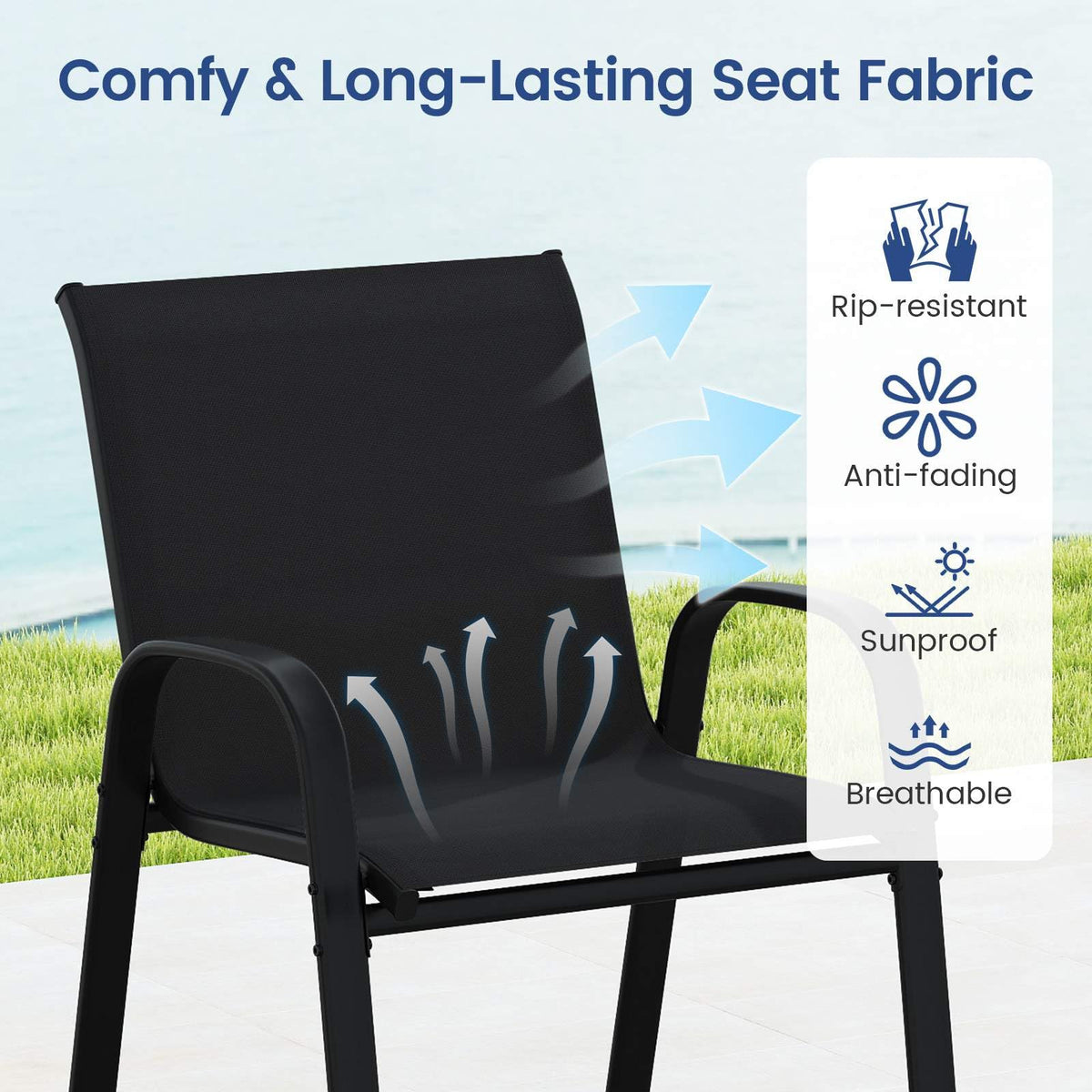 3 Piece Outdoor Bar Set, Patio Bar Height Table & Chairs