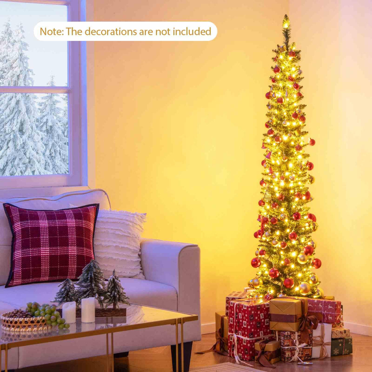 Artificial Christmas Tree with Branch Tips and Warm LED Lights