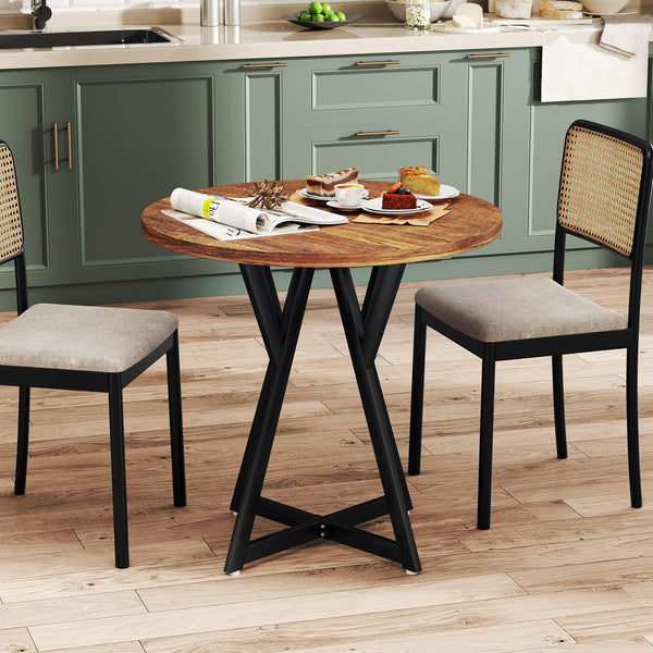 Giantex 80CM Round Dining Table, Wooden Kitchen Table Mid-Century