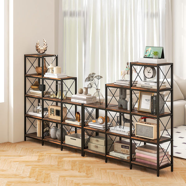 Giantex 5-Tier Bookshelf, 9 Cubes Bookcase w/Carbon Steel Frame