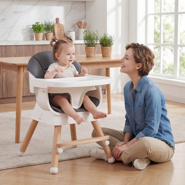 Convertible High Chair for Babies and Toddlers with 3-Position Adjustable Tray and 5-Point Harness