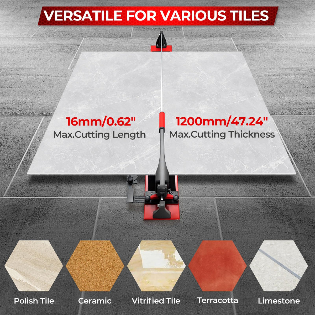 122cm Manual Tile Cutter Precision Ceramic Porcelain Cutting Machine 4 Adjustable Brackets