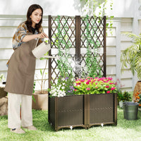 Elevated Planter Box with Trellis for Patio Balcony Vertical Garden