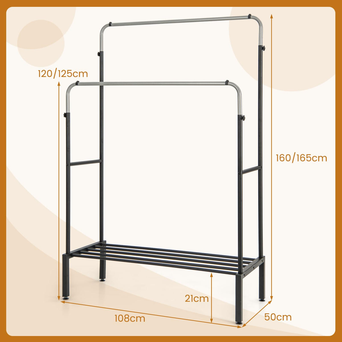 Giantex Double Rod Clothes Garment Rack with Adjustable Heights