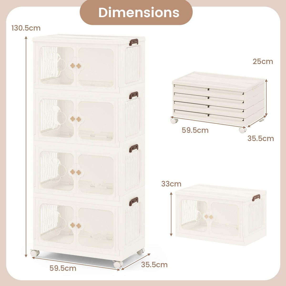 4-Tier Stackable Storage Bins with Lid 212L Closet Storage Organizer