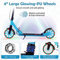 Foldable Kick Scooter for Teens Adults with Light-up Wheels