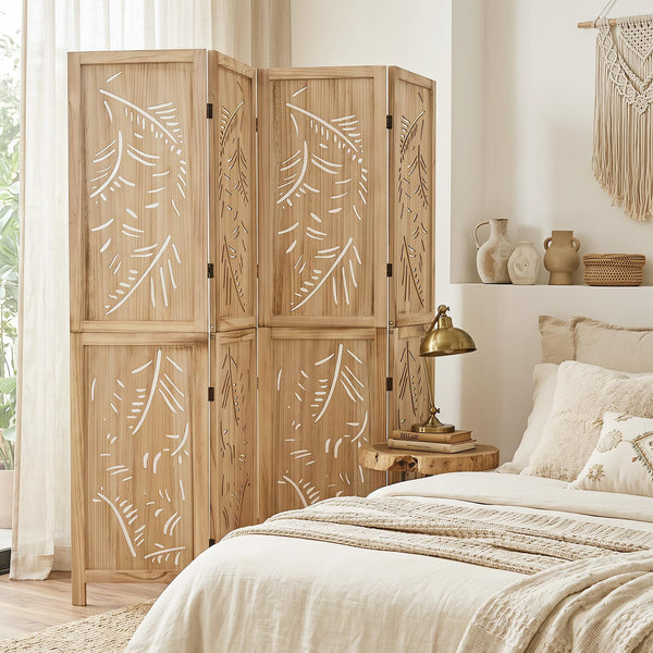 Giantex 4/6-Panel Wooden Room Divider Privacy Screen (4-Panel)