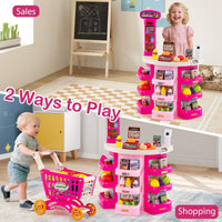 76PCS Supermarket Playset, Kids Pretend Play Grocery Store Set with Shopping Cart