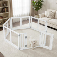 Clear Dog Playpen with Secure Locking Door, 6 Panels