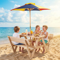 Kids Picnic Table, Toddlers' Outdoor Table w/ 2 Built-in Benches