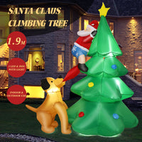190cm Santa Claus Climbing Tree with Built-in LED Lights for Indoor/Outdoor