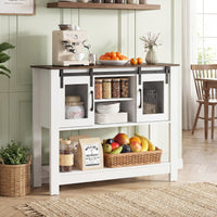 102cm Small Farmhouse Console Table with Adjustable Shelf and 2 Storage Cabinets for Entrance