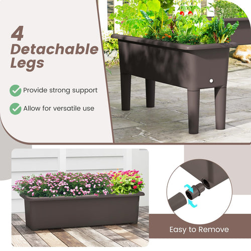 2 PCS Raised Garden Beds, Self-Watering Planter Box with Detachable Legs & Drainage Hole