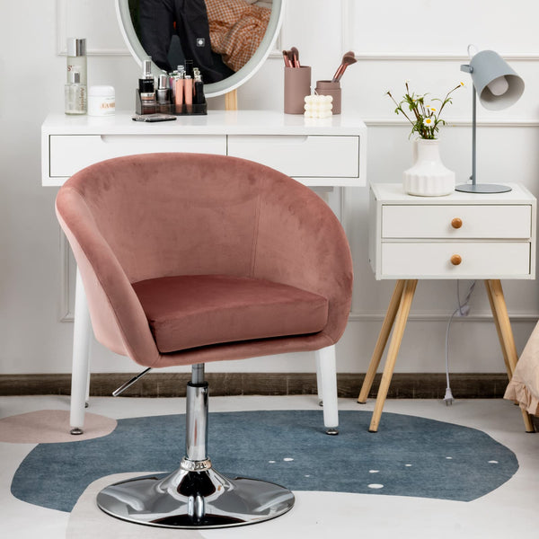 Giantex Velvet Vanity Chair, Height Adjustable Bar Stool, Swivel Makeup Stool, Modern Armchair