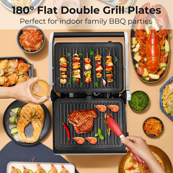3 in 1 Indoor Grill with Nonstick Grill Plates & Removable Drip Tray