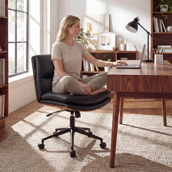 Vanity Office Chair with Wheels, Height Adjustable Swivel Task Chair