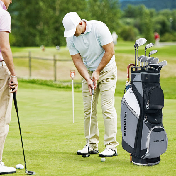 14-Way Golf Cart Bag, Lightweight Portable Golf Club Bag with Cooler Bag, Waterproof Valuable Pocket