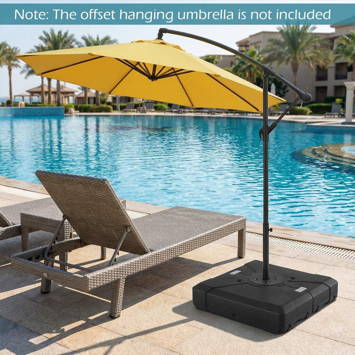 Cantilever Umbrella Base with Wheels,180kgWater&Sand Fillable Weighted Stand