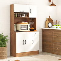 Giantex 167cm Tall Pantry Cabinet w/Hutch & Power Outlets