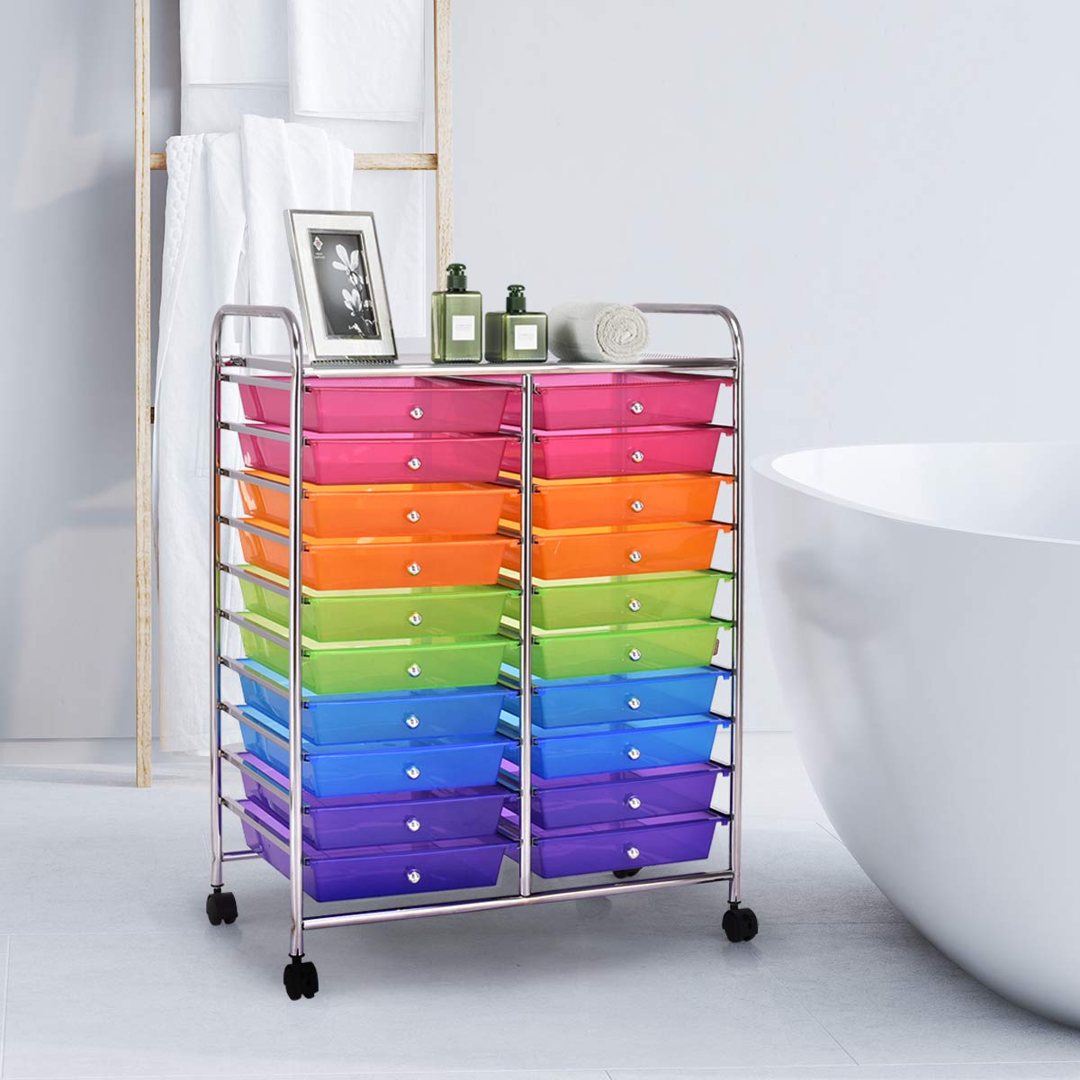 20 Drawers Rolling Storage Cart, Tools Scrapbook Paper Organizer