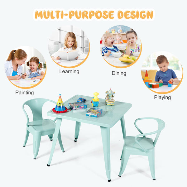 Steel Kids Chair Set of 2 with Backrest