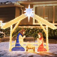 121cm Pre-lit Christmas Holy Family Set with 272 Warm Cold White LED Lights