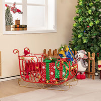 Red Santa Sleigh, Metal Christmas Santa Sleigh
