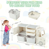 Truck-shaped Toddler Storage Cabinet with Bins & Drawers