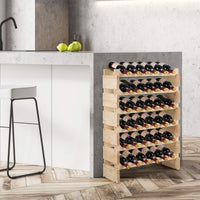 Giantex 6 Levels Wine Rack for 36 Bottles, Pine Wood Bottle Stand, Wine Stand with Stackable and Wave-Shaped Design