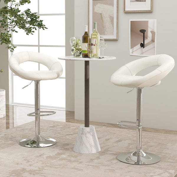 Swivel Bar Stool Set of 2 Height Adjustable with Hollow Back