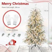 150/180cm Flocked Christmas Tree, Pre-Lit, Hinged
