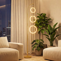 3-Circle Dimmable LED Floor Lamp with Foot Switch & 3 Color Temperatures for Room