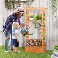 Giantex Raised Garden Bed with 2-Sided Trellis & Hanging Roof, 31" x 12.5" x 60"