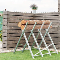 Foldable Sawhorse, Heavy-Duty Metal Log Sawhorse Stand