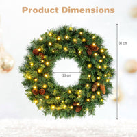 60 CM Pre-Lit Artificial Christmas Wreath, Battery Operated