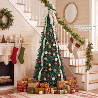 1.8M/2.1M Artificial Christmas Tree with Tree Topper Bow and 4 Ribbons