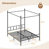 Canopy Bed Frame Modern 4-Poster Platform Bed with Headboard and Under-bed Storage