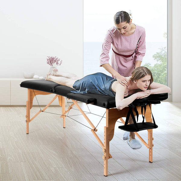 Giantex 213cm Massage Table, Folding Massage Bed with Adjustable Height & Headrest and Carrying Bag