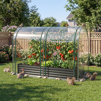 180x90x30cm Galvanized Raised Garden Bed with Greenhouse Cover