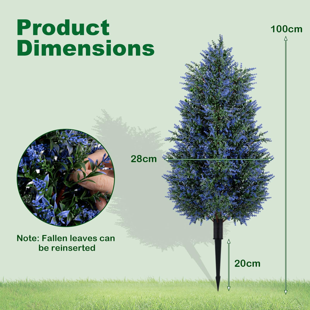 Giantex 2 Pack 100cm Artificial Lavender Topiary Trees, Sun-Resistant Faux Cone Bushes