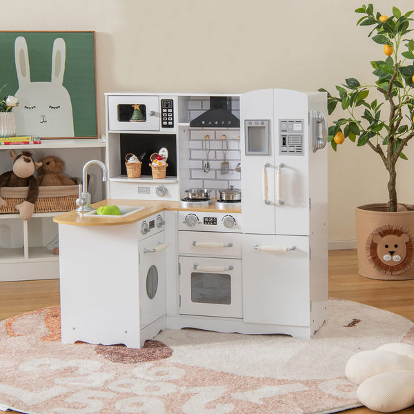 Wooden Play Kitchen with Stove for Toddlers