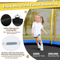 8FT Outdoor Trampoline with Galvanized Steel Frame and Enclosure Net