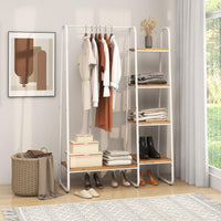 Giantex Clothes Rack, Free-Standing Garment Clothing Rack with 5-Tier Wood Shelves