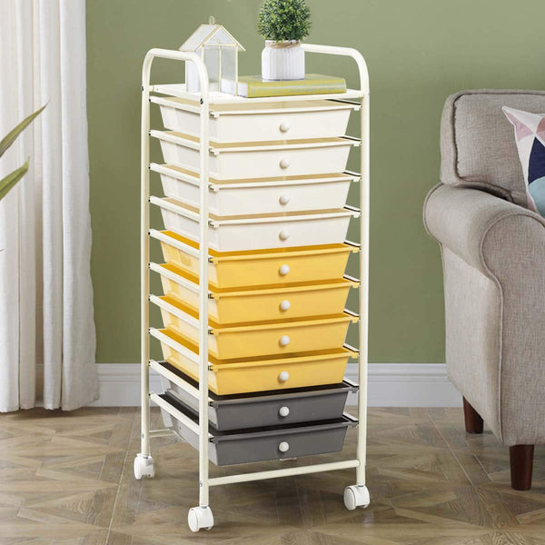 10-Drawer Rolling Storage Cart, Utility Tools Scrapbook Paper Organizer Cart